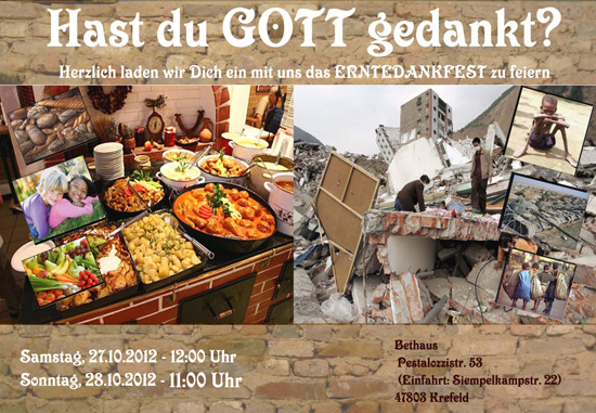 Einladung zum Erntedenkfest in Krefeld 2012
